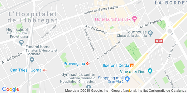 Mapa dirección Sala Enigma - Hospitalet de Llobregat